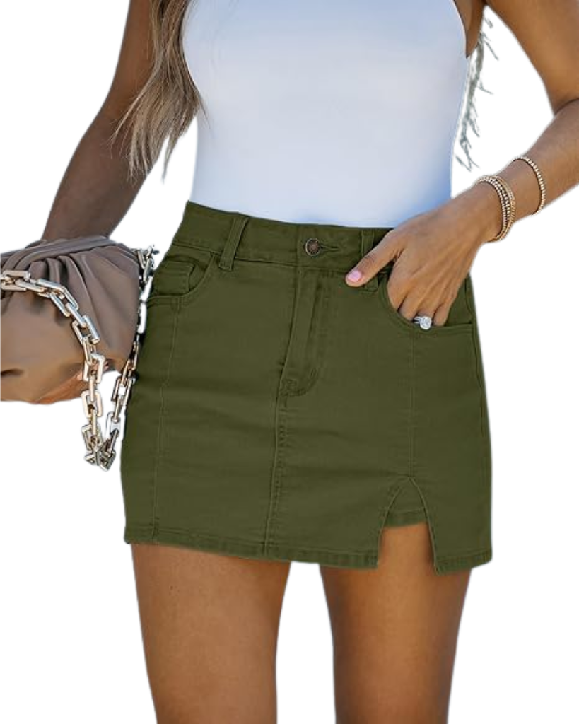 Stretchy Denim Skort with Built-In Shorts