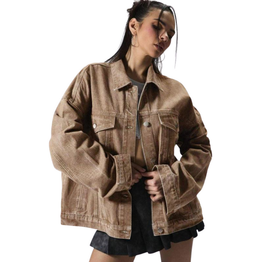 Oversized Button-Up Denim Jacket