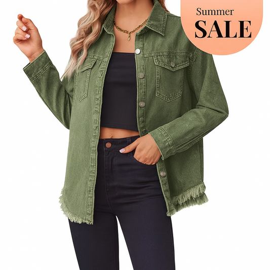 Frayed Hem Denim Jacket